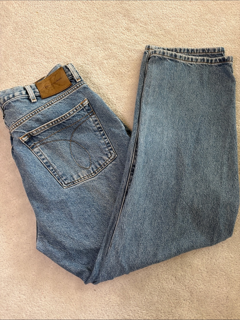 Calvin Klein Jeans Men’s Light Blue Straight-Leg Denim